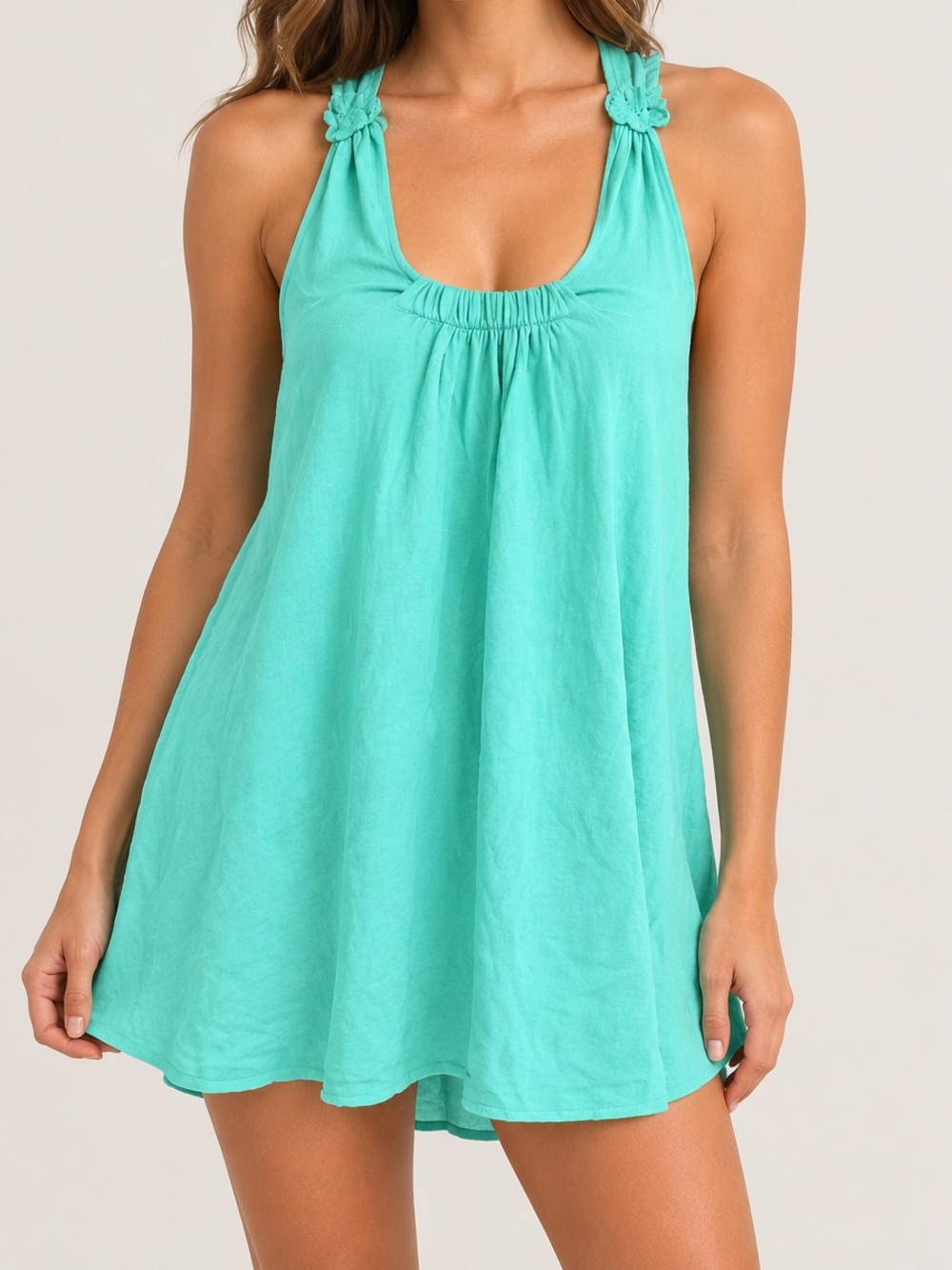 Anthropolgie Moth Mint Green Halter Crochet Racerback Tunic